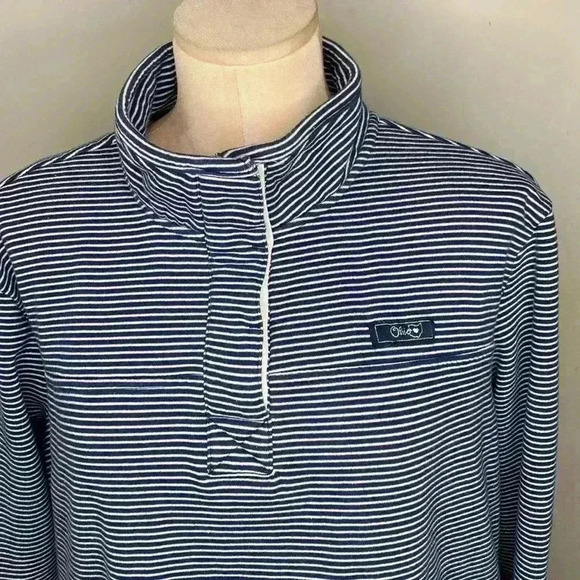 State Of Mine Ohio Blue White Stripe Long Sleeve Sweatshirt Womens Size XL - Picture 2 of 5